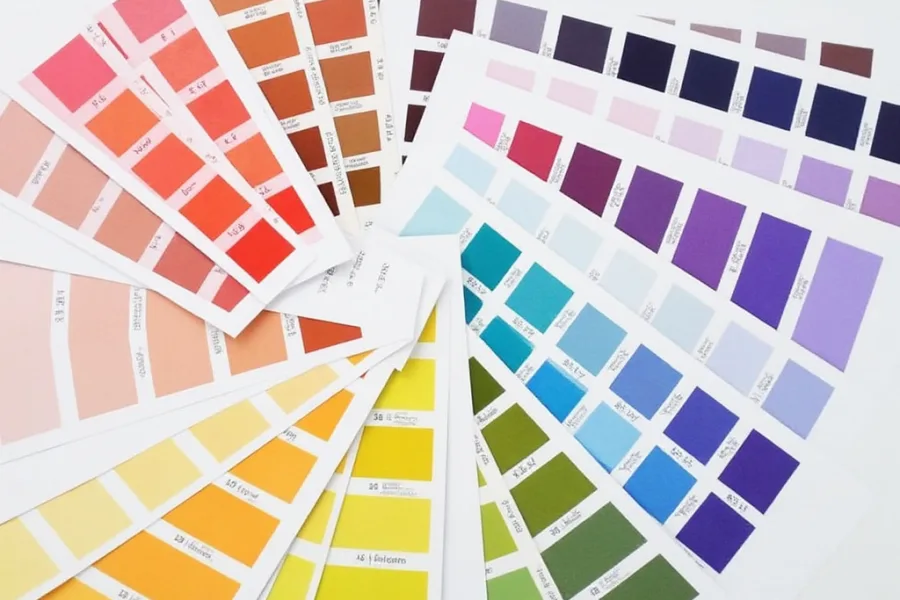 A fan of colour swatch cards