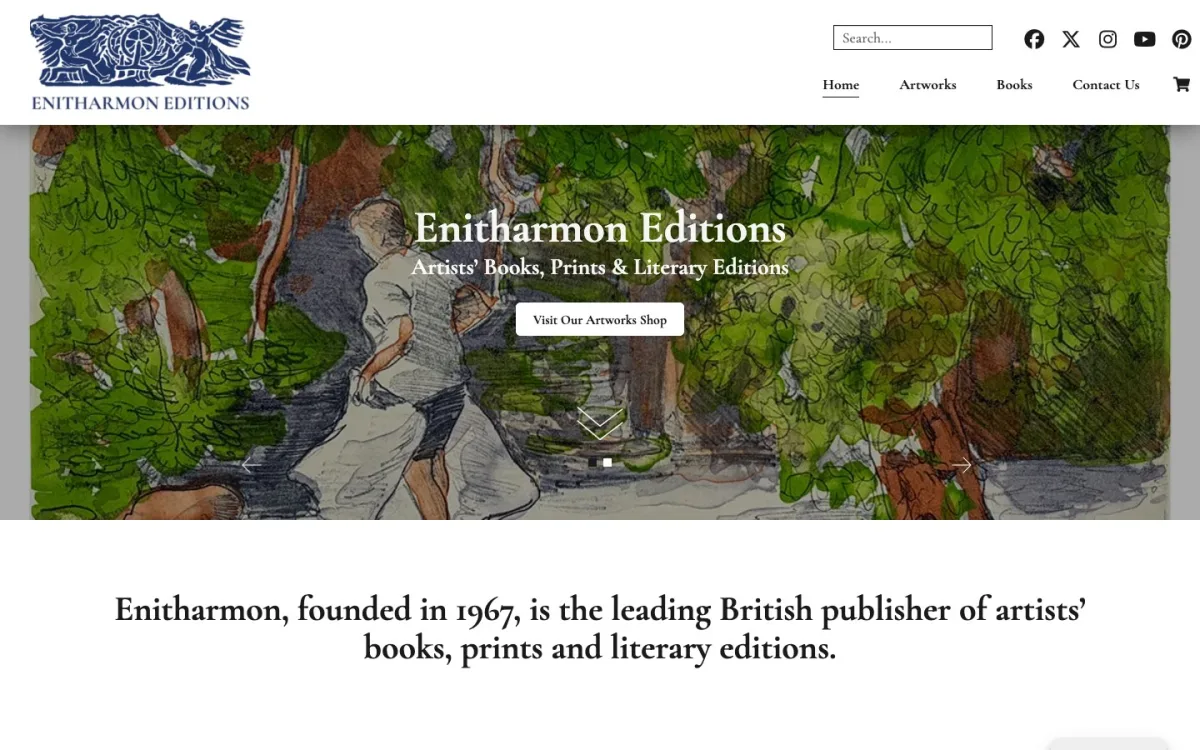 Homepage of the Enitharmon Editions website, built by Metropolis Web Design