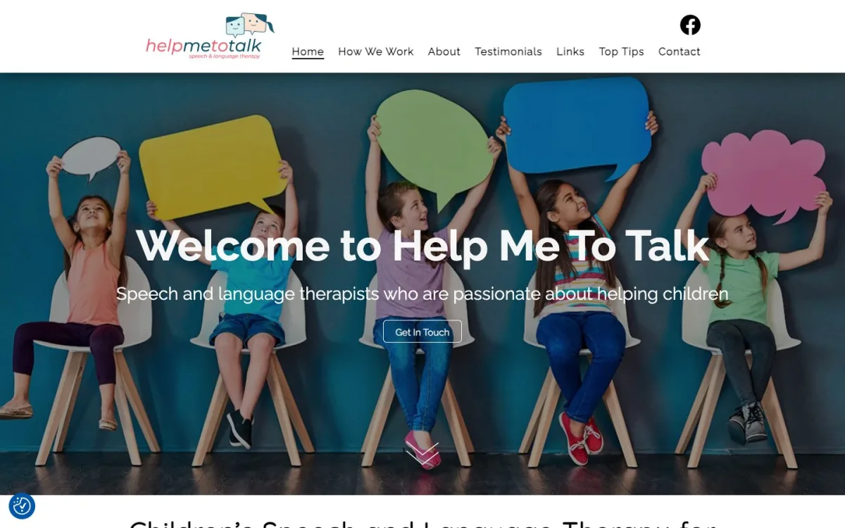 Homepage of the Help Me To Talk website, built by Metropolis Web Design