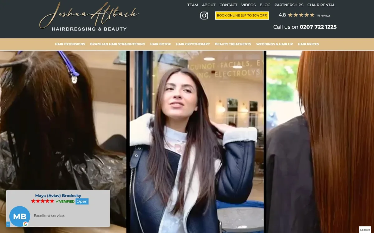 Homepage of the Joshua Altback website, built by Metropolis Web Design