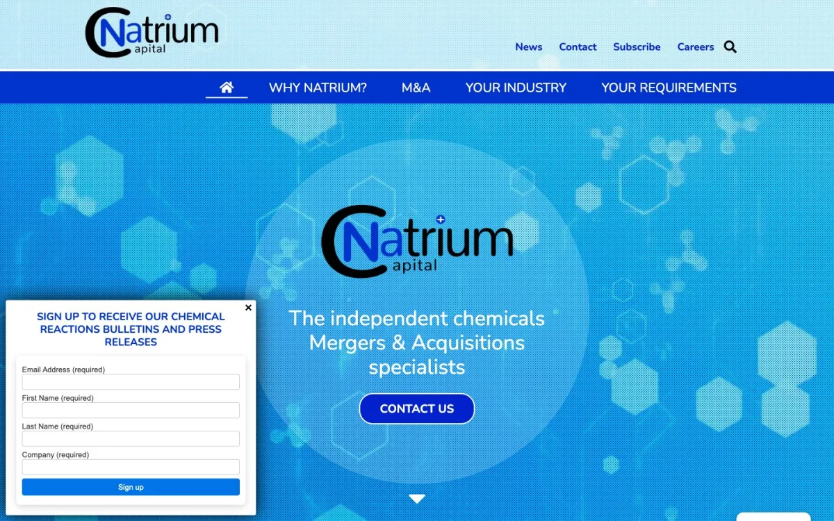 Homepage of the Natrium Capital website, built by Metropolis Web Design