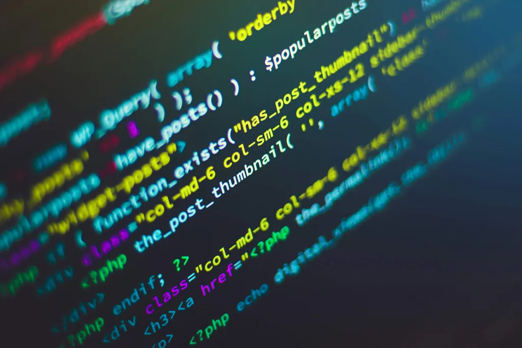 Close-up of WordPress PHP code on a screen